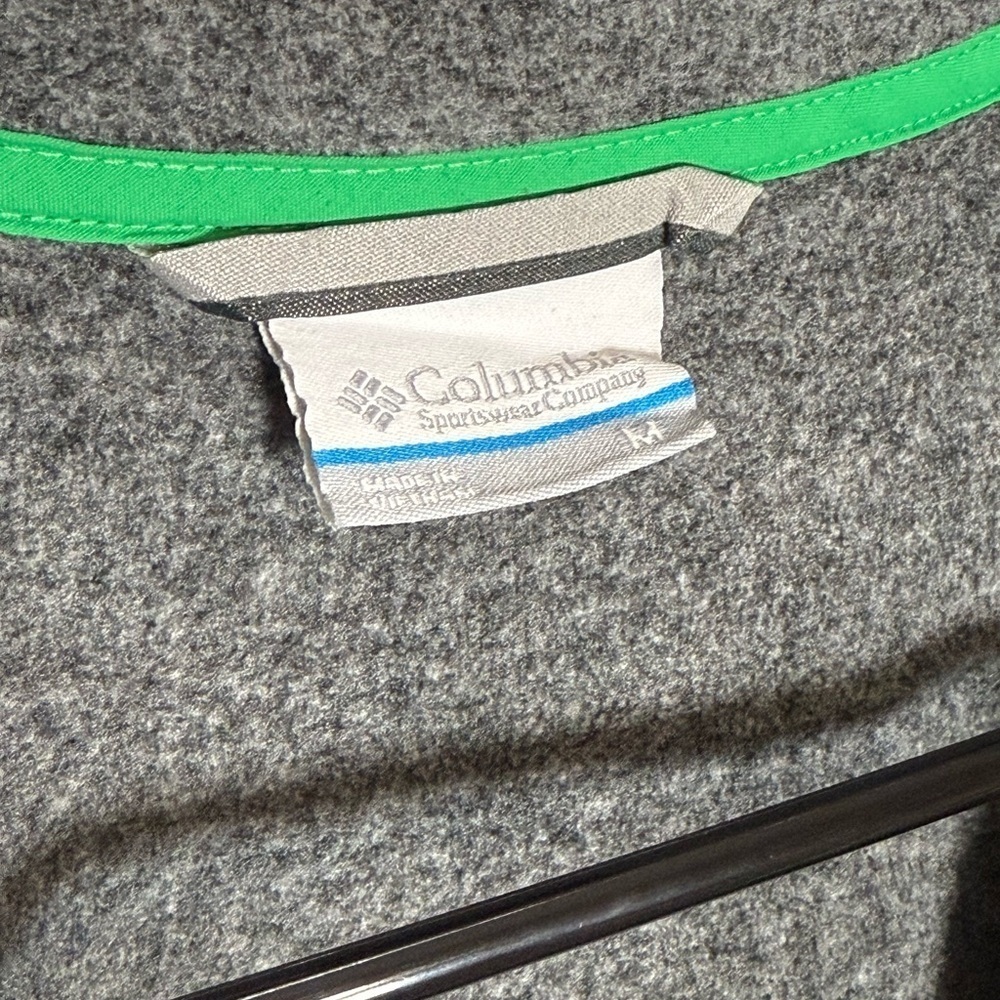 Columbia PFG Grey & Green Pullover Fleece, Men’s 1/4 Zip, M, Excellent - Picture 3 of 6